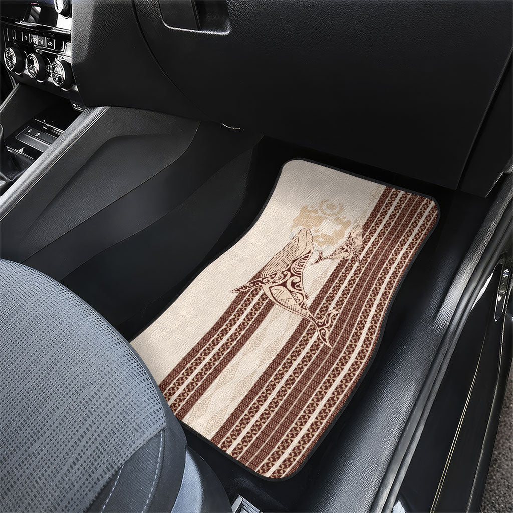 Swimming With Humpback Whales Season Tonga Car Mats Tongan Tofuaa Ngatu Pattern Brown LT14 - Polynesian Pride