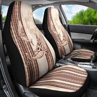 Swimming With Humpback Whales Season Tonga Car Seat Cover Tongan Tofuaa Ngatu Pattern Brown LT14 - Polynesian Pride