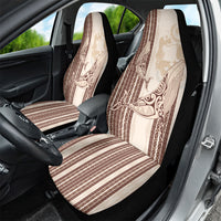 Swimming With Humpback Whales Season Tonga Car Seat Cover Tongan Tofuaa Ngatu Pattern Brown LT14 - Polynesian Pride