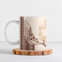 Swimming With Humpback Whales Season Tonga Ceramic Mug Tongan Tofuaa Ngatu Pattern Brown LT14 Brown - Polynesian Pride
