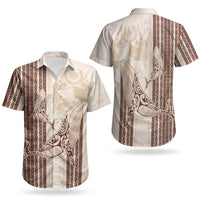 Swimming With Humpback Whales Season Tonga Couples Matching Puletasi and Hawaiian Shirt Tongan Tofuaa Ngatu Pattern Brown LT14 - Polynesian Pride