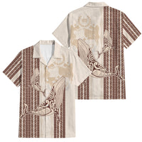 Swimming With Humpback Whales Season Tonga Family Matching Short Sleeve Bodycon Dress and Hawaiian Shirt Tongan Tofuaa Ngatu Pattern Brown LT14 Dad's Shirt - Short Sleeve Brown - Polynesian Pride