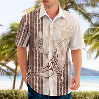 Swimming With Humpback Whales Season Tonga Hawaiian Shirt Tongan Tofuaa Ngatu Pattern Brown LT14 - Polynesian Pride