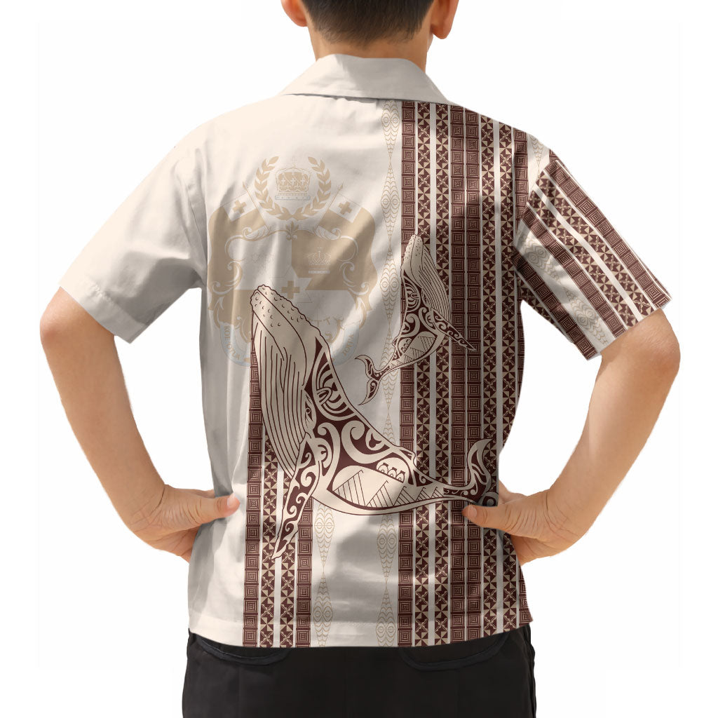 Swimming With Humpback Whales Season Tonga Hawaiian Shirt Tongan Tofuaa Ngatu Pattern Brown LT14 - Polynesian Pride