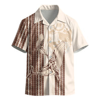 Swimming With Humpback Whales Season Tonga Kid Hawaiian Shirt Tongan Tofuaa Ngatu Pattern Brown LT14 - Polynesian Pride