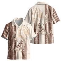 Swimming With Humpback Whales Season Tonga Kid Hawaiian Shirt Tongan Tofuaa Ngatu Pattern Brown LT14 - Polynesian Pride