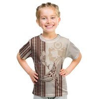 Swimming With Humpback Whales Season Tonga Kid T Shirt Tongan Tofuaa Ngatu Pattern Brown LT14 Brown - Polynesian Pride