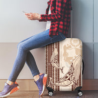 Swimming With Humpback Whales Season Tonga Luggage Cover Tongan Tofuaa Ngatu Pattern Brown LT14 - Polynesian Pride