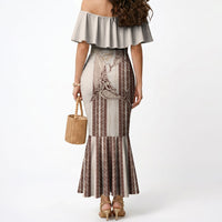 Swimming With Humpback Whales Season Tonga Mermaid Dress Tongan Tofuaa Ngatu Pattern Brown LT14 - Polynesian Pride