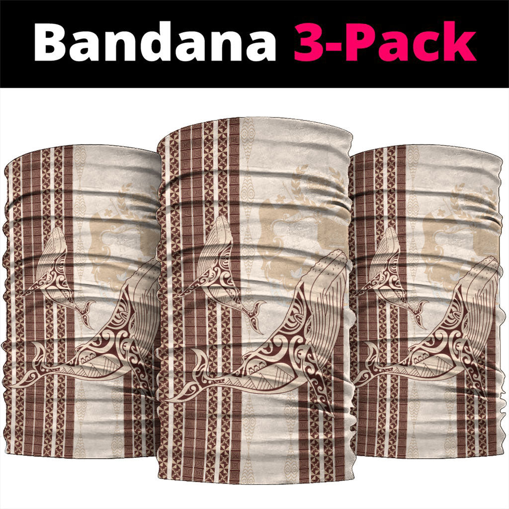 Swimming With Humpback Whales Season Tonga Neck Gaiter Tongan Tofuaa Ngatu Pattern Brown LT14 package One Size: 25*50cm Brown - Polynesian Pride
