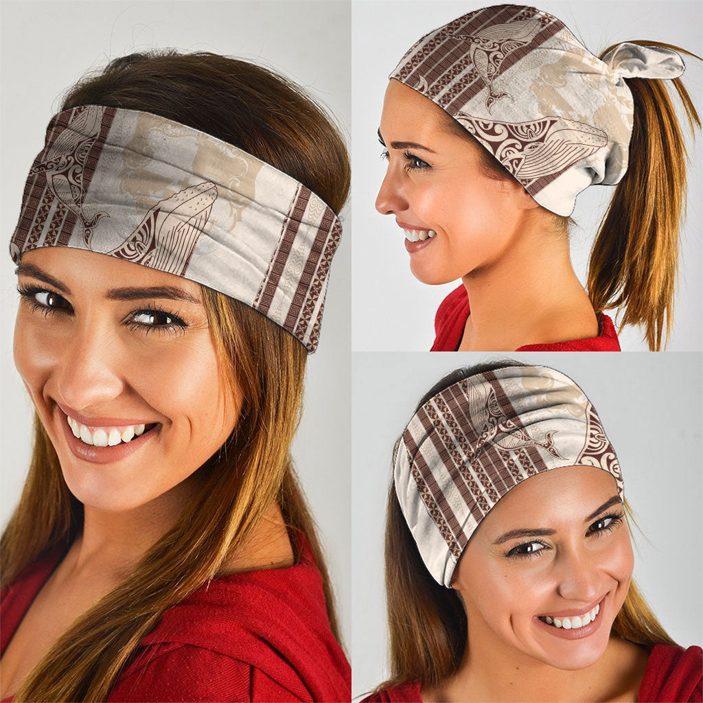 Swimming With Humpback Whales Season Tonga Neck Gaiter Tongan Tofuaa Ngatu Pattern Brown LT14 - Polynesian Pride