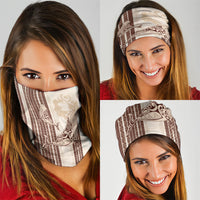 Swimming With Humpback Whales Season Tonga Neck Gaiter Tongan Tofuaa Ngatu Pattern Brown LT14 - Polynesian Pride