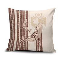 Swimming With Humpback Whales Season Tonga Pillow Cover Tongan Tofuaa Ngatu Pattern Brown LT14 Brown - Polynesian Pride
