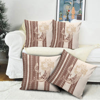 Swimming With Humpback Whales Season Tonga Pillow Cover Tongan Tofuaa Ngatu Pattern Brown LT14 - Polynesian Pride