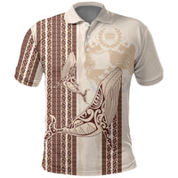 Swimming With Humpback Whales Season Tonga Polo Shirt Tongan Tofuaa Ngatu Pattern Brown LT14 Brown - Polynesian Pride