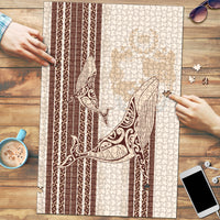 Swimming With Humpback Whales Season Tonga Puzzle Tongan Tofuaa Ngatu Pattern Brown LT14 Brown - Polynesian Pride