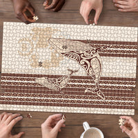 Swimming With Humpback Whales Season Tonga Puzzle Tongan Tofuaa Ngatu Pattern Brown LT14 - Polynesian Pride