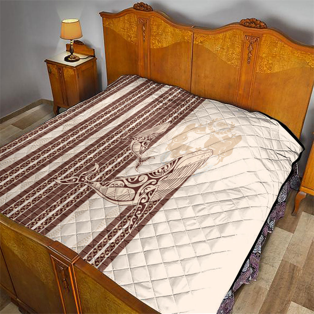 Swimming With Humpback Whales Season Tonga Quilt Tongan Tofuaa Ngatu Pattern Brown LT14 - Polynesian Pride