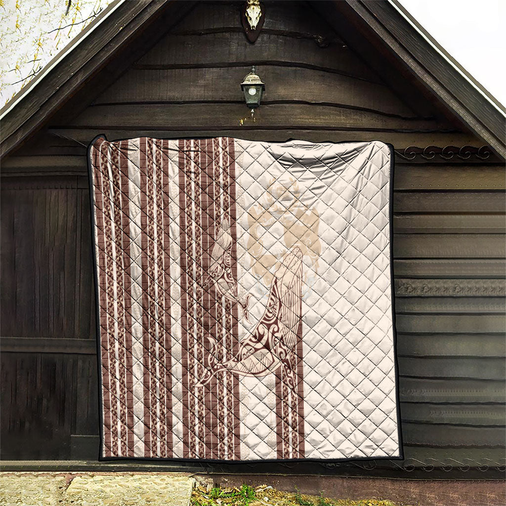 Swimming With Humpback Whales Season Tonga Quilt Tongan Tofuaa Ngatu Pattern Brown LT14 - Polynesian Pride