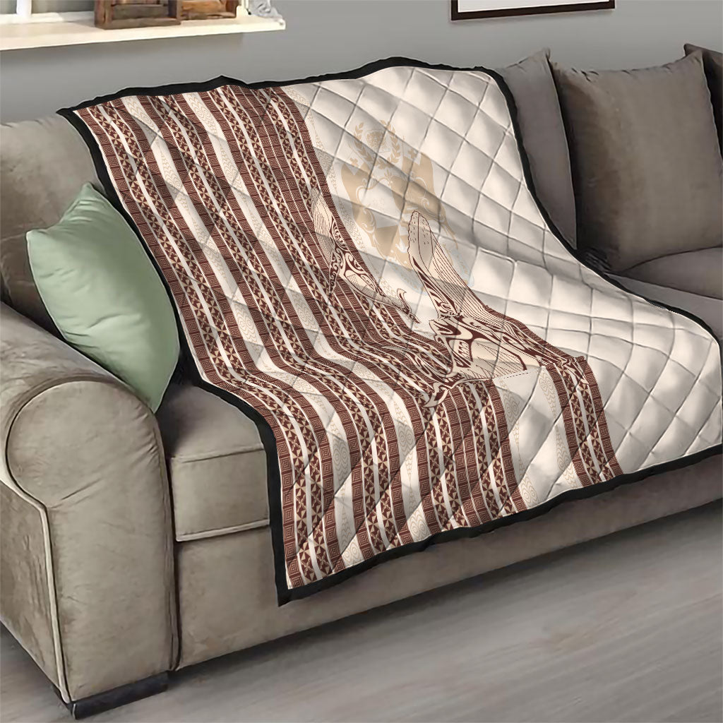 Swimming With Humpback Whales Season Tonga Quilt Tongan Tofuaa Ngatu Pattern Brown LT14 - Polynesian Pride