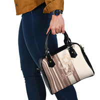 Swimming With Humpback Whales Season Tonga Shoulder Handbag Tongan Tofuaa Ngatu Pattern Brown LT14 - Polynesian Pride