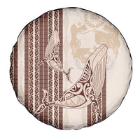 Swimming With Humpback Whales Season Tonga Spare Tire Cover Tongan Tofuaa Ngatu Pattern Brown LT14 - Polynesian Pride