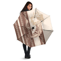Swimming With Humpback Whales Season Tonga Umbrella Tongan Tofuaa Ngatu Pattern Brown LT14 - Polynesian Pride