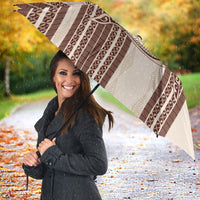 Swimming With Humpback Whales Season Tonga Umbrella Tongan Tofuaa Ngatu Pattern Brown LT14 - Polynesian Pride