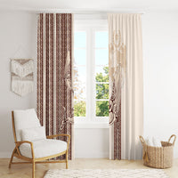 Swimming With Humpback Whales Season Tonga Window Curtain Tongan Tofuaa Ngatu Pattern Brown LT14 - Polynesian Pride
