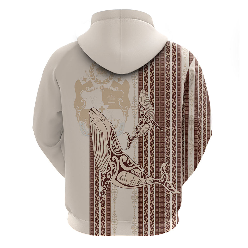 Swimming With Humpback Whales Season Tonga Zip Hoodie Tongan Tofuaa Ngatu Pattern Brown LT14 - Polynesian Pride