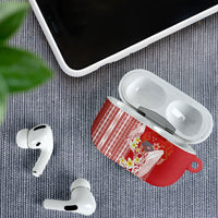 Swimming With Humpback Whales Season Tonga AirPods Case Tongan Tofuaa Ngatu Pattern Red LT14 - Polynesian Pride