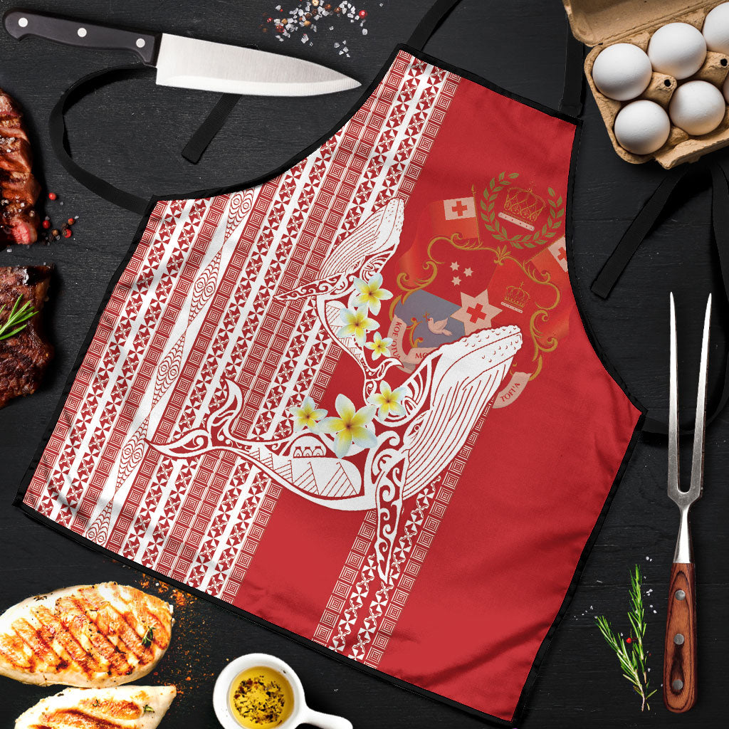 Swimming With Humpback Whales Season Tonga Apron Tongan Tofuaa Ngatu Pattern Red LT14 Red - Polynesian Pride