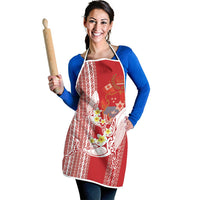 Swimming With Humpback Whales Season Tonga Apron Tongan Tofuaa Ngatu Pattern Red LT14 - Polynesian Pride