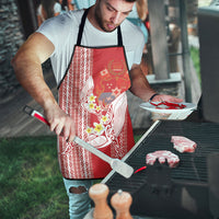 Swimming With Humpback Whales Season Tonga Apron Tongan Tofuaa Ngatu Pattern Red LT14 - Polynesian Pride