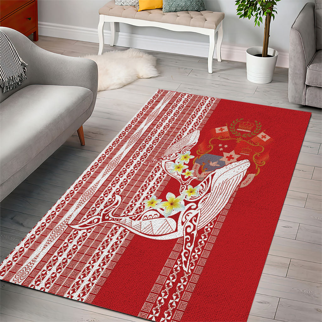 Swimming With Humpback Whales Season Tonga Area Rug Tongan Tofuaa Ngatu Pattern Red LT14 - Polynesian Pride