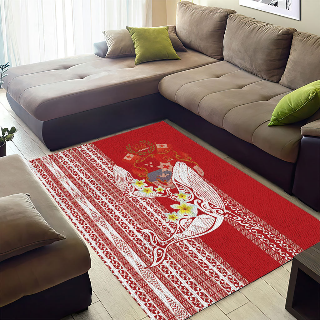 Swimming With Humpback Whales Season Tonga Area Rug Tongan Tofuaa Ngatu Pattern Red LT14 - Polynesian Pride