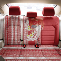 Swimming With Humpback Whales Season Tonga Back Car Seat Cover Tongan Tofuaa Ngatu Pattern Red LT14 - Polynesian Pride