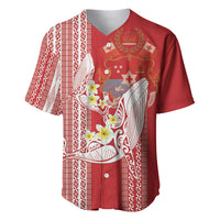 Swimming With Humpback Whales Season Tonga Baseball Jersey Tongan Tofuaa Ngatu Pattern Red LT14 Red - Polynesian Pride