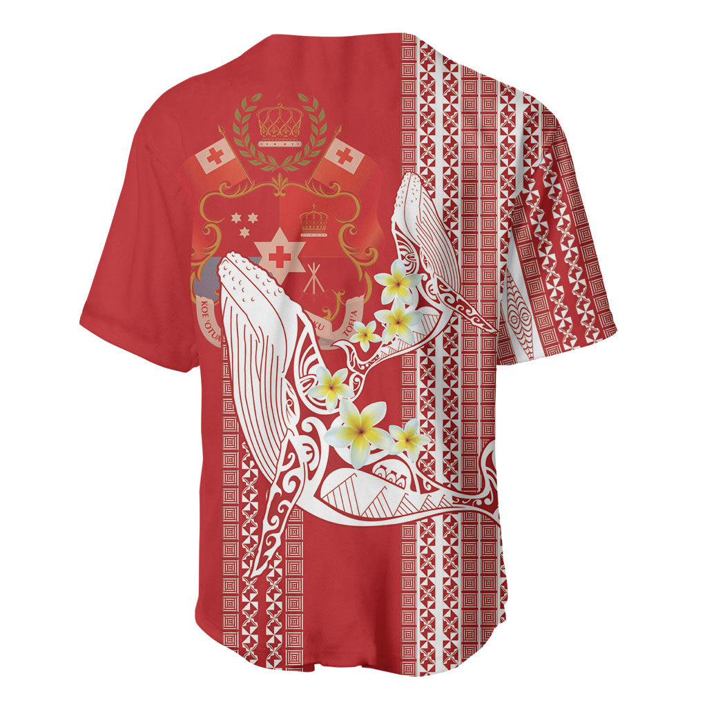 Swimming With Humpback Whales Season Tonga Baseball Jersey Tongan Tofuaa Ngatu Pattern Red LT14 - Polynesian Pride