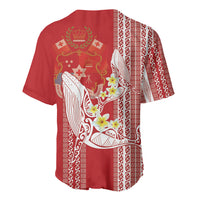 Swimming With Humpback Whales Season Tonga Baseball Jersey Tongan Tofuaa Ngatu Pattern Red LT14 - Polynesian Pride