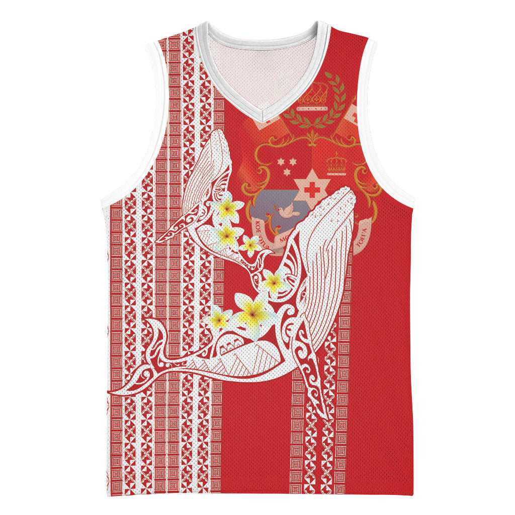 Swimming With Humpback Whales Season Tonga Basketball Jersey Tongan Tofuaa Ngatu Pattern Red LT14 Unisex Red - Polynesian Pride