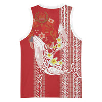 Swimming With Humpback Whales Season Tonga Basketball Jersey Tongan Tofuaa Ngatu Pattern Red LT14 - Polynesian Pride