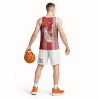 Swimming With Humpback Whales Season Tonga Basketball Jersey Tongan Tofuaa Ngatu Pattern Red LT14 - Polynesian Pride
