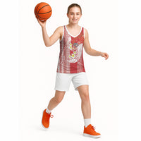 Swimming With Humpback Whales Season Tonga Basketball Jersey Tongan Tofuaa Ngatu Pattern Red LT14 - Polynesian Pride