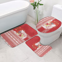 Swimming With Humpback Whales Season Tonga Bathroom Set Tongan Tofuaa Ngatu Pattern Red LT14 - Polynesian Pride