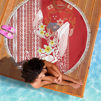 Swimming With Humpback Whales Season Tonga Beach Blanket Tongan Tofuaa Ngatu Pattern Red LT14 - Polynesian Pride