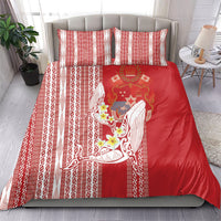 Swimming With Humpback Whales Season Tonga Bedding Set Tongan Tofuaa Ngatu Pattern Red LT14 - Polynesian Pride