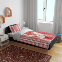 Swimming With Humpback Whales Season Tonga Bedding Set Tongan Tofuaa Ngatu Pattern Red LT14 - Polynesian Pride