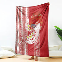Swimming With Humpback Whales Season Tonga Blanket Tongan Tofuaa Ngatu Pattern Red LT14 - Polynesian Pride
