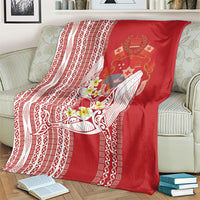 Swimming With Humpback Whales Season Tonga Blanket Tongan Tofuaa Ngatu Pattern Red LT14 - Polynesian Pride